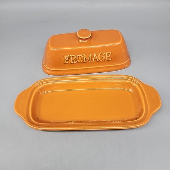 Gourmet Du Village Orange Cheese Fromage Baker Dish / Butter Dish ~ Burnt Orange - Picture 4 of 6